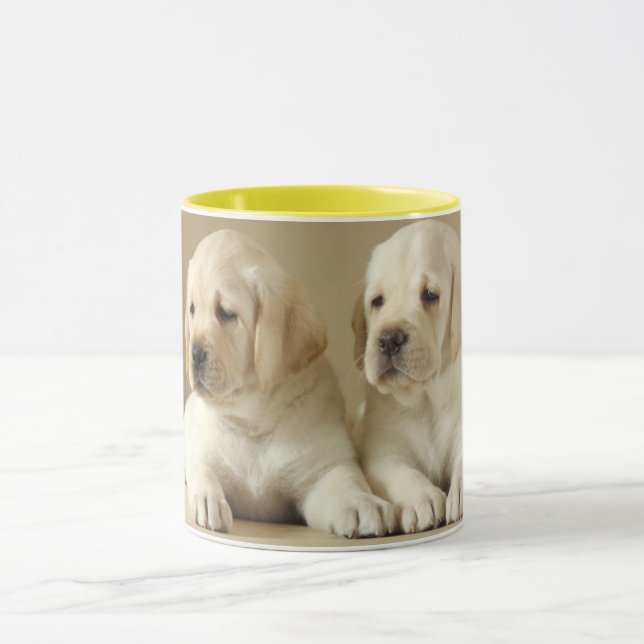Two Golden Labrador Puppies Mug (Center)