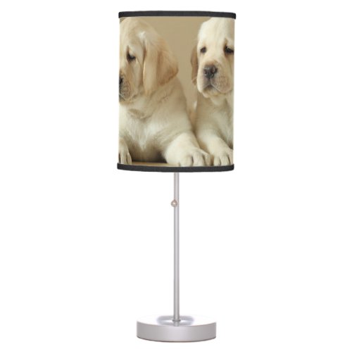 Two Golden Labrador Puppies Table Lamp