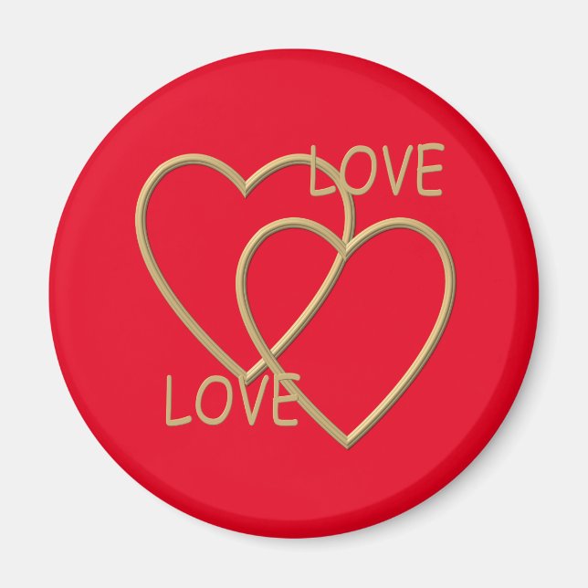 Two golden loving hearts magnet (Front)