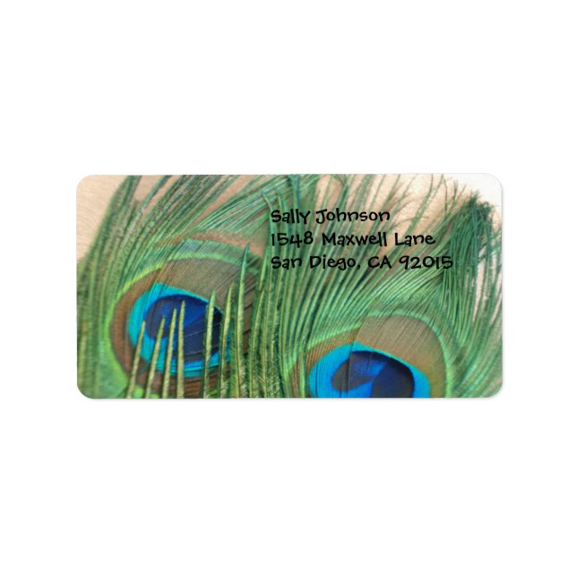 Two Golden Peacock Feathers Address Labels (Front)