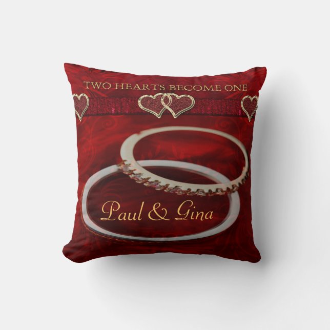 Two Golden Wedding Rings Throw Pillow (Front)