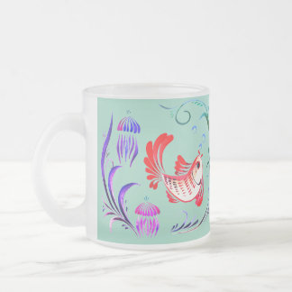 Two Goldfish Frosted Glass Coffee Mug
