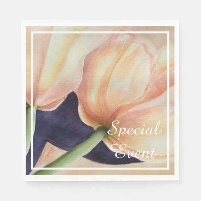 Two Gorgeous Tulips Party Napkins (Front)