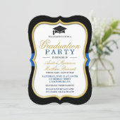 Two Grads - Gold Bracket Frame Graduation Party Invitation (Standing Front)