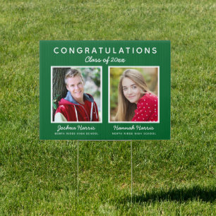 Two Graduates Double Graduation EDITABLE Colors Sign