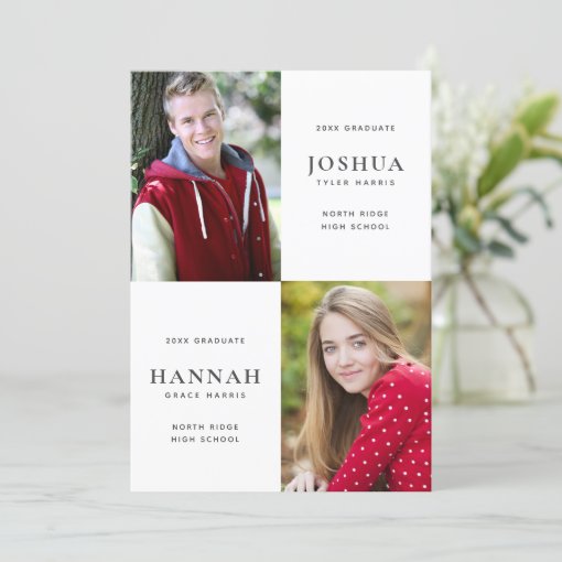 Two Graduates Double Graduation Party Invitation | Zazzle