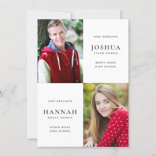 Two Graduates Double Graduation Party Invitation