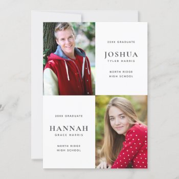 Two Graduates Double Graduation Party Invitation by dulceevents at Zazzle