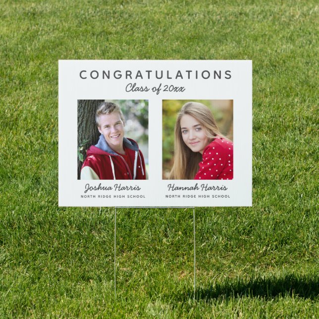 Two Graduates Double Graduation Sign (Insitu)