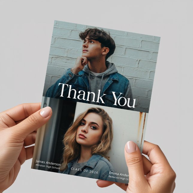 Two Graduates Double Joint Graduation Thank You Postcard (Creator Uploaded)