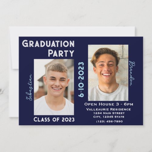 Two Graduates Graduation Party Invitation w Photo