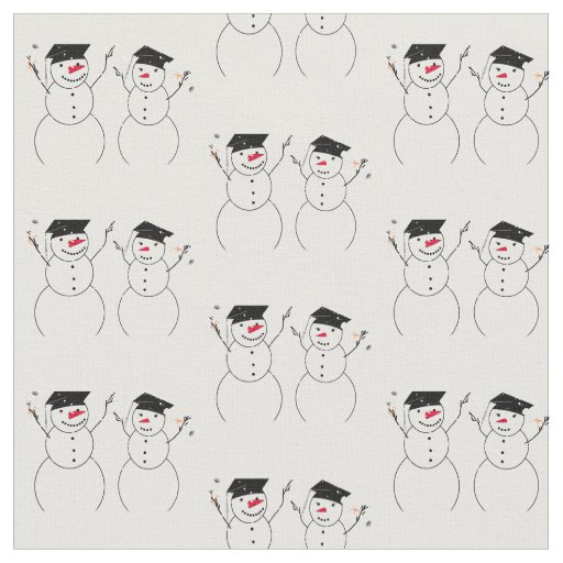 Two Graduating Snowmen Fabric