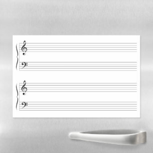 Two Grand Staffs (Staves) Music Blank Empty Magnetic Dry Erase Sheet