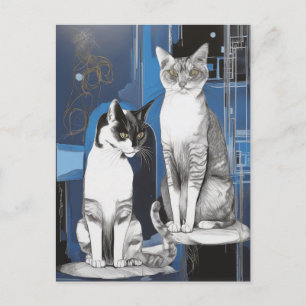 Two Gray Cats on an Abstract Background Postcard