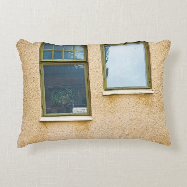 TWO GRAY FRAME GLASS WINDOWS ACCENT PILLOW (Front)
