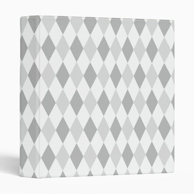 Two Gray Harlequin Diamond Pattern 3 Ring Binder (Front/Spine)