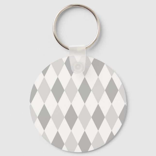 Two Gray Harlequin Diamond Pattern Keychain (Front)