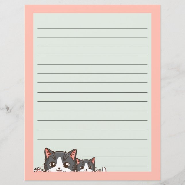 Two gray kittens on lined paper (Front)