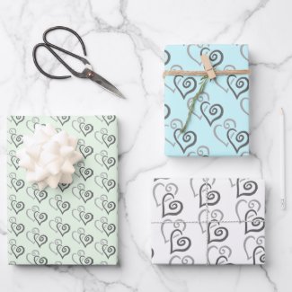 Two Gray Linked Hearts Pattern