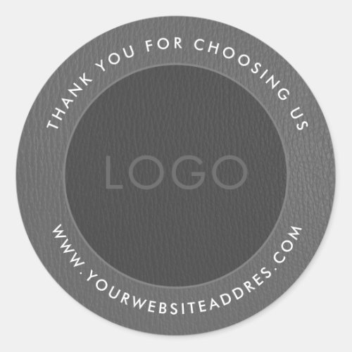 Two gray tones vintage faux leather classic round sticker
