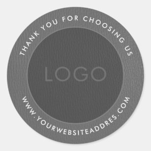 Two gray tones vintage faux leather classic round sticker