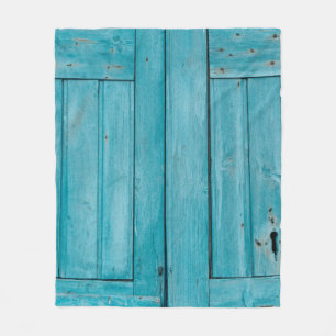 Two gray wooden doors fleece blanket