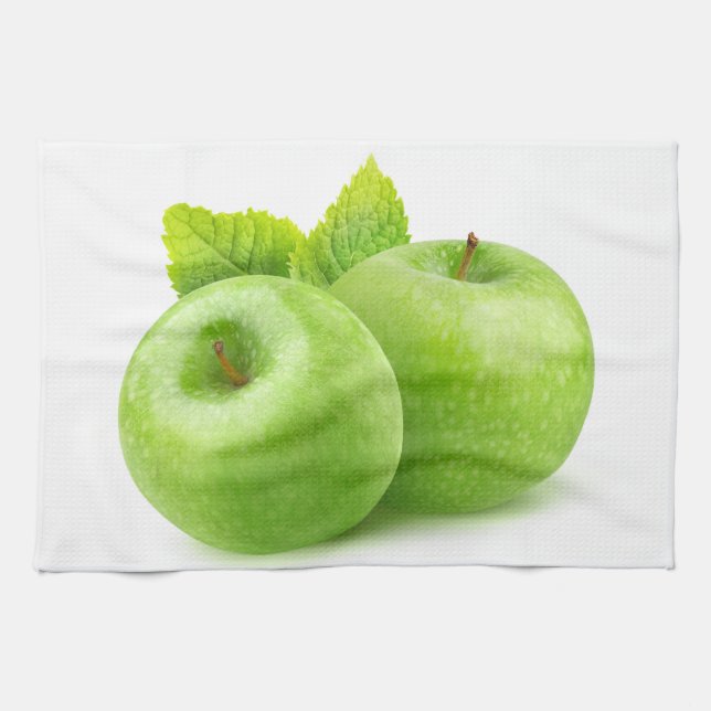 Two green apples kitchen towel (Horizontal)