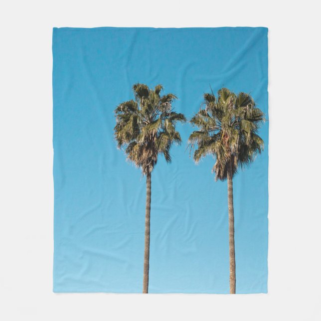 Two green coconut trees fleece blanket (Front)