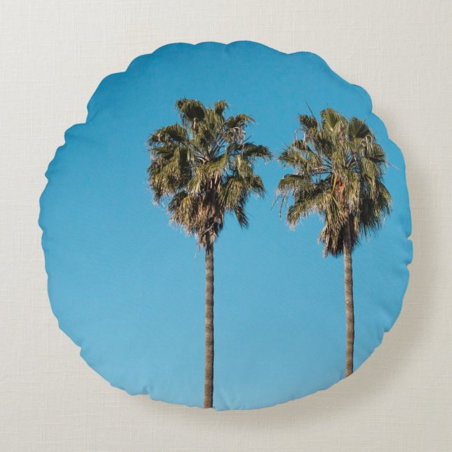 Two green coconut trees round pillow (Front)