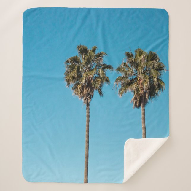 Two green coconut trees sherpa blanket (Front)