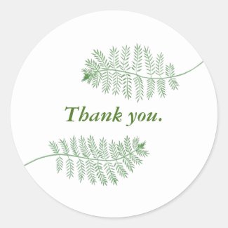 Two Green Ferns Greenery Thank you Stickers