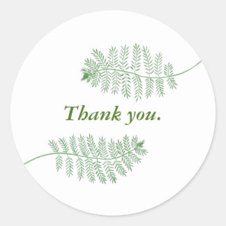 Two Green Ferns Greenery Thank you Stickers