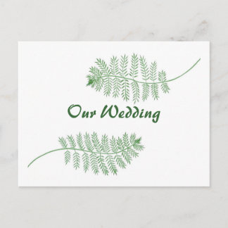 Two Green Ferns Our Wedding Invitations Postcards