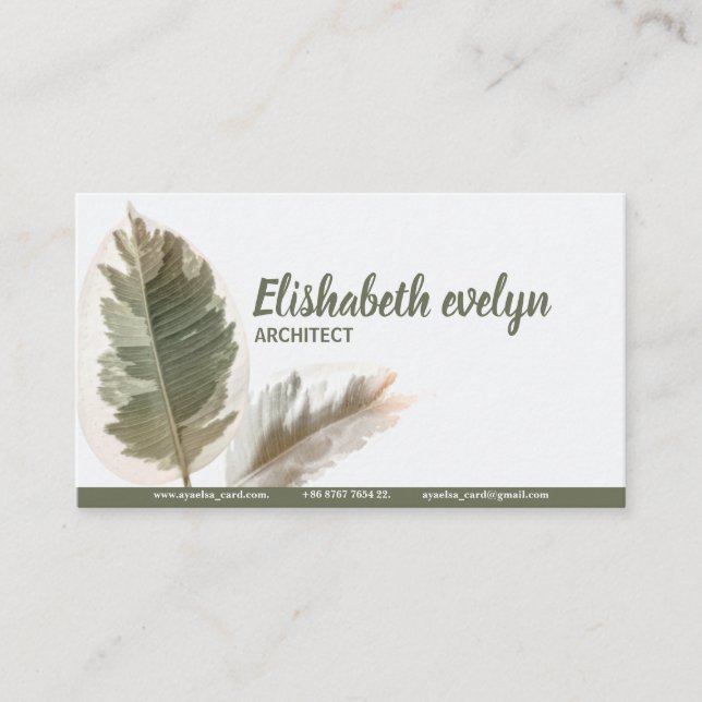 Two Green Leaves Business Card (Front)