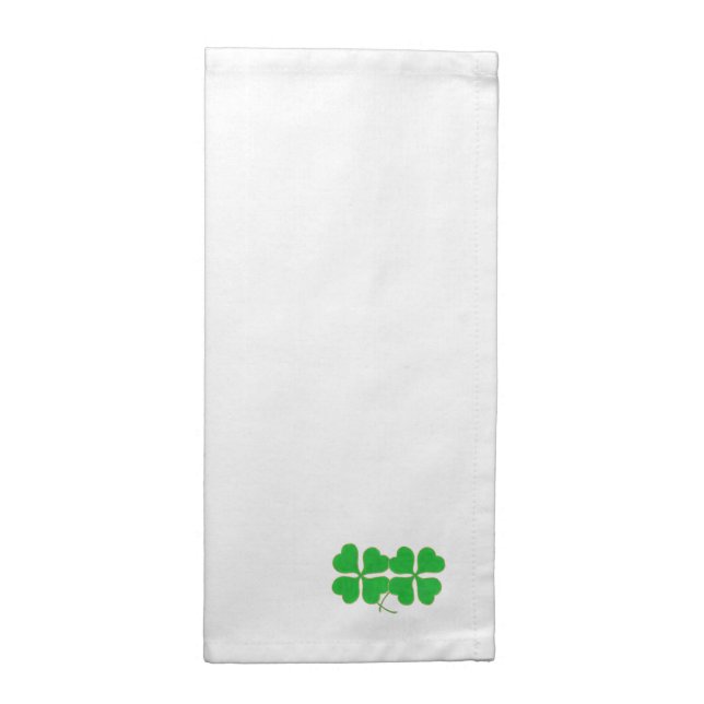 Two Green Shamrocks Trimmed in Gold Cloth Napkins (Half Fold)