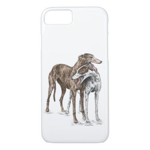 Two Greyhound Friends Dog Art iPhone 87 Case