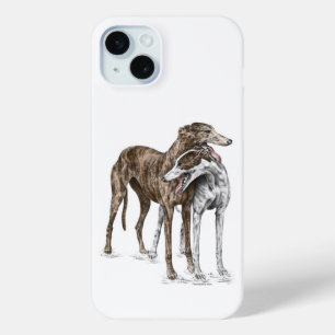 Two Greyhound Friends Dog Art iPhone 15 Plus Case
