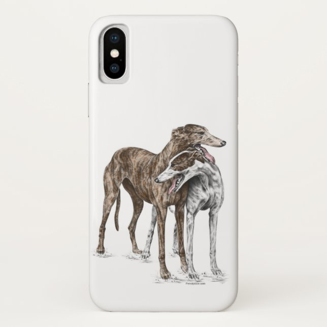 Two Greyhound Friends Dog Art Case-Mate iPhone Case (Back)