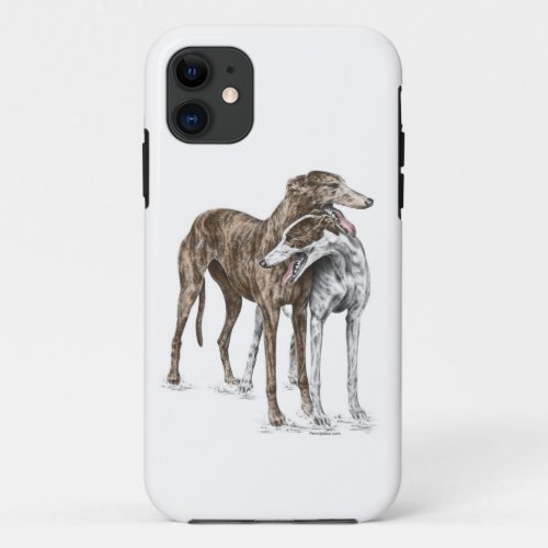 Two Greyhound Friends Dog Art iPhone 11 Case
