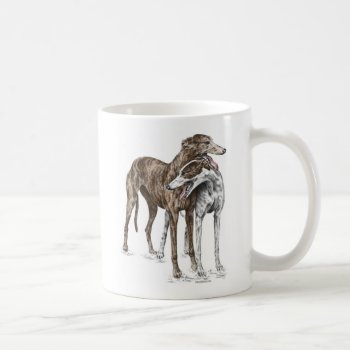 Two Greyhound Friends Dog Art Coffee Mug by KelliSwan at Zazzle