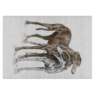 Two Greyhound Friends Dog Art Cutting Board
