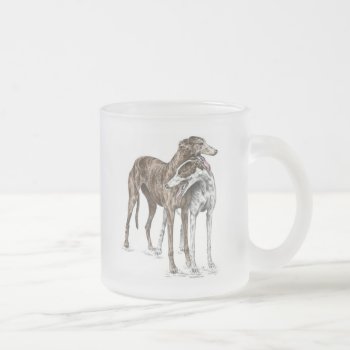 Two Greyhound Friends Dog Art Frosted Glass Coffee Mug by KelliSwan at Zazzle