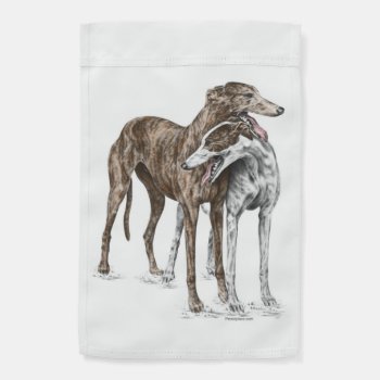 Two Greyhound Friends Dog Art Garden Flag by KelliSwan at Zazzle