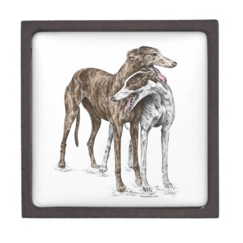 Two Greyhound Friends Dog Art Gift Box