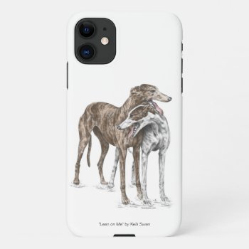 Two Greyhound Friends Dog Art Iphone 11 Case by KelliSwan at Zazzle