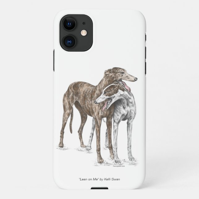 Two Greyhound Friends Dog Art iPhone Case (Back)
