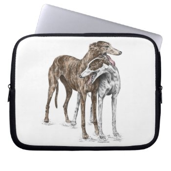 Two Greyhound Friends Dog Art Laptop Sleeve by KelliSwan at Zazzle