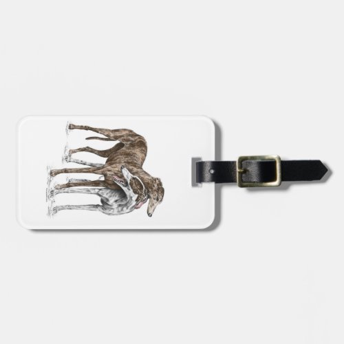 Two Greyhound Friends Dog Art Luggage Tag