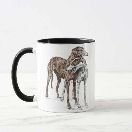 Two Greyhound Friends Dog Art Mug