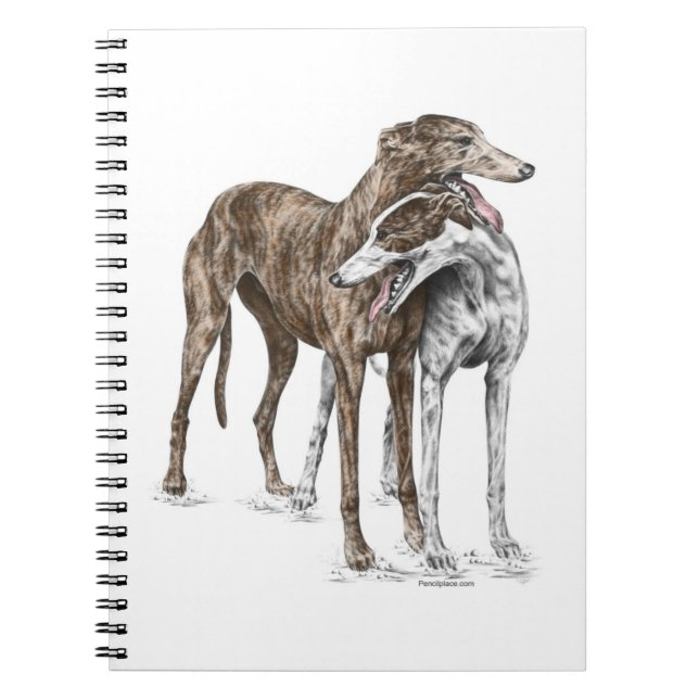 Two Greyhound Friends Dog Art Notebook (Front)